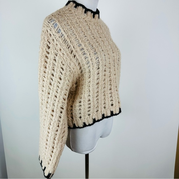 MANGO Contrast Trim Wool Blend Sweater Size Small - Picture 6 of 9